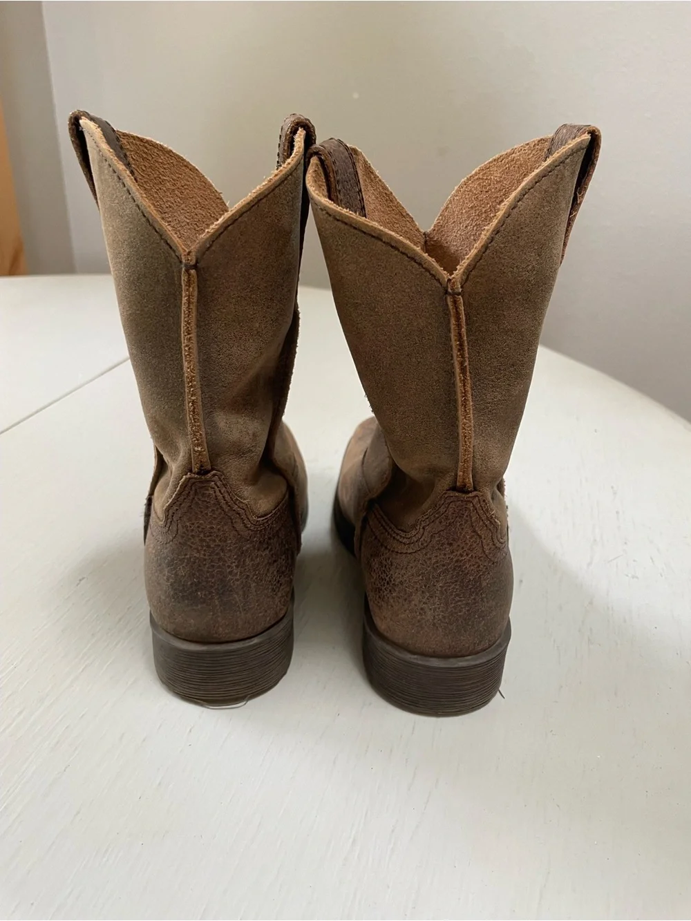 Ariat Tan/Brown Kids Suede Western Boots